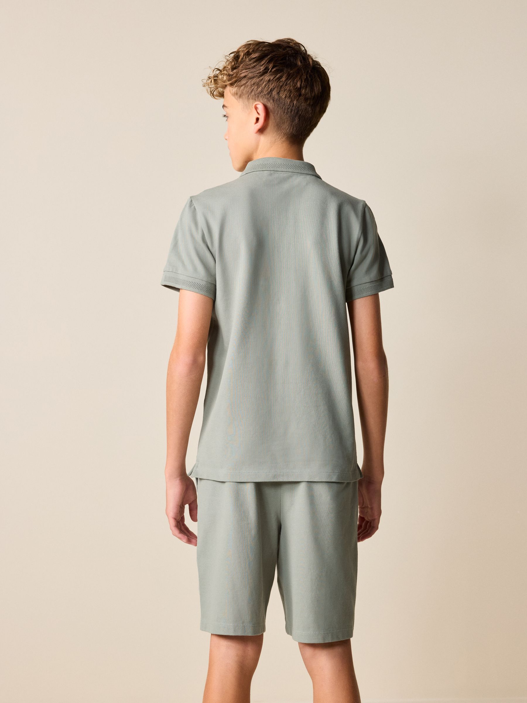 Buy Khaki Green Short Sleeve Polo Shirt and Shorts Set (3-16yrs