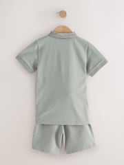 كاكي أخضر - Short Sleeve Polo Shirt and Shorts Set (3-16yrs) - صورة 3 من 6