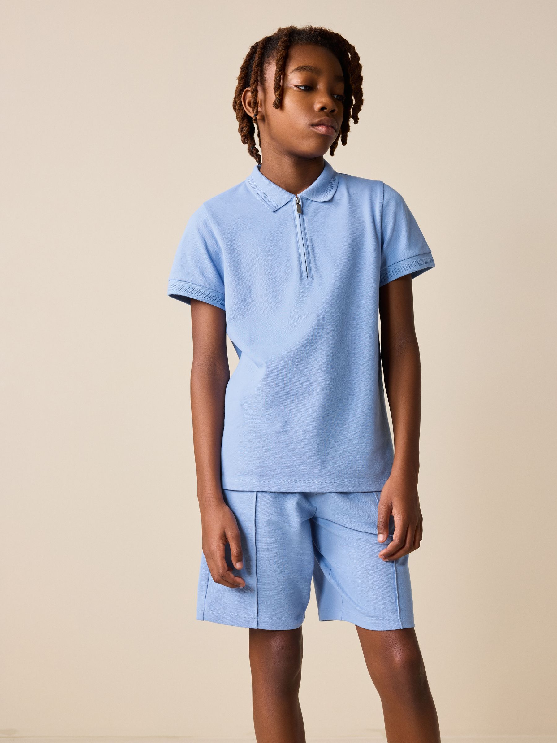 Buy Light Blue Short Sleeve Polo Shirt and Shorts Set (3-16yrs