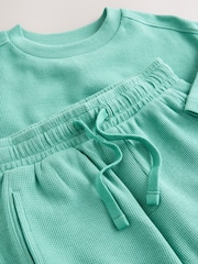 Green Textured Short Sleeve T-Shirt and Shorts Set (3-16yrs) - Image 4 of 5