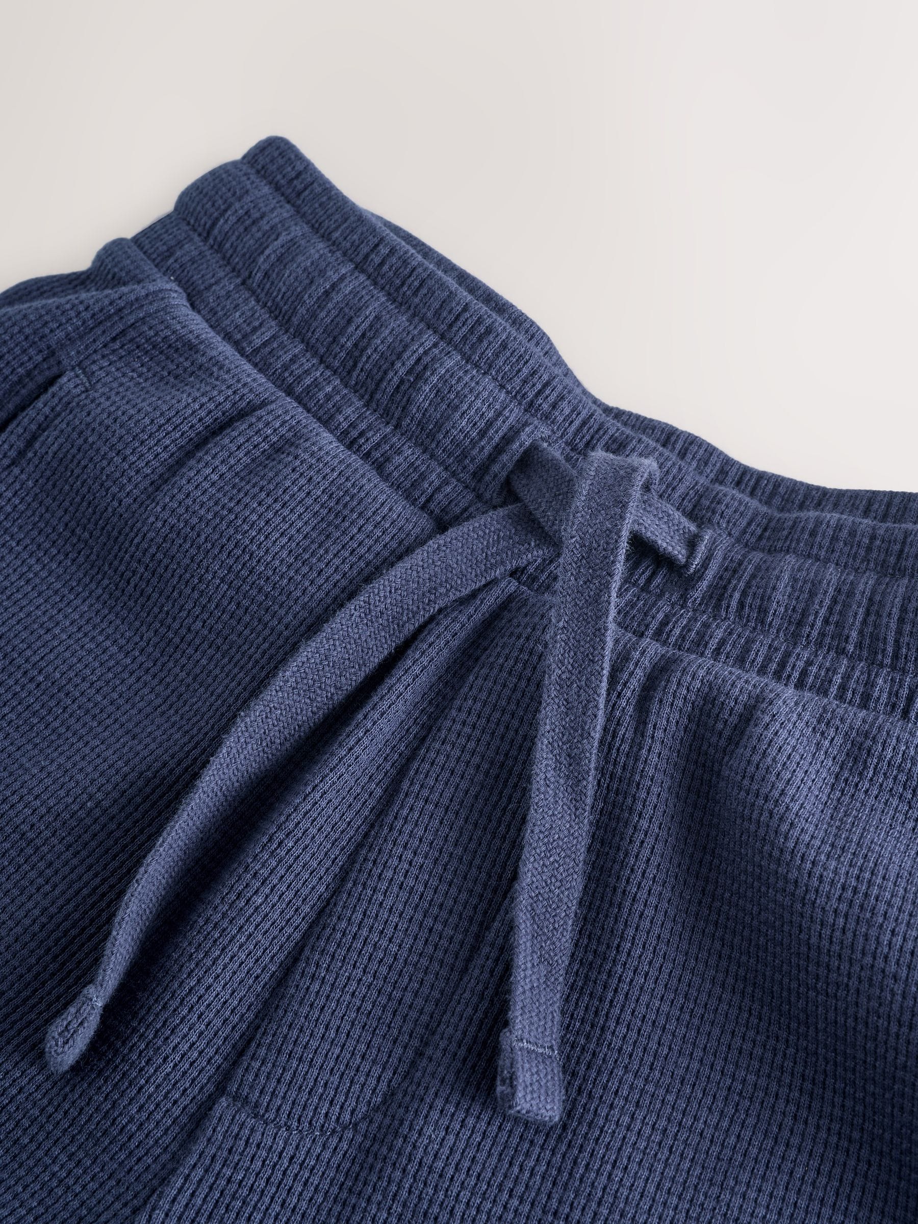 Buy Navy Blue Textured Short Sleeve T-Shirt and Shorts Set (3