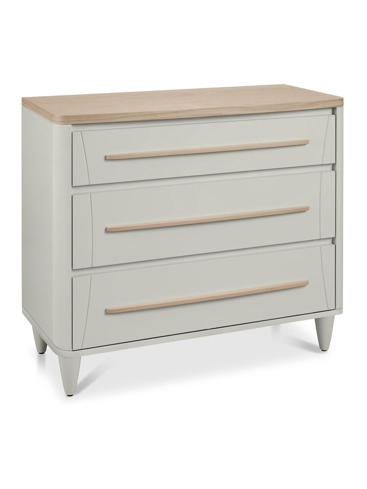 Bentley Designs Scandi Oak Soft Grey Larsen 3 Drawer Wide Chest - Image 2 of 4