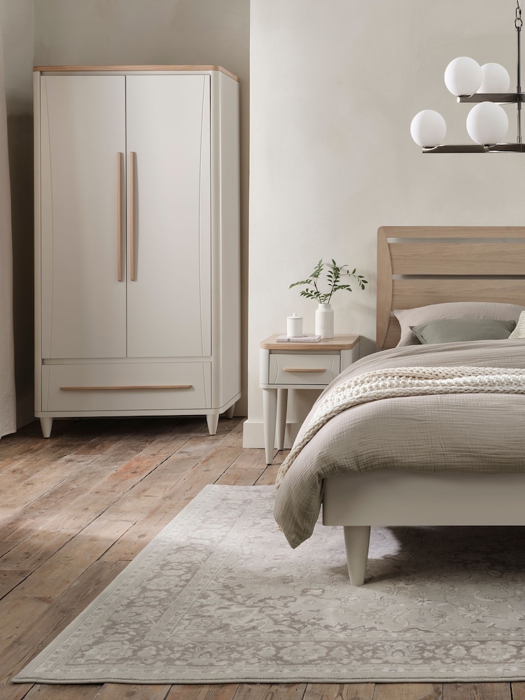 Bentley Designs Scandi Oak Soft Grey Larsen 1 Drawer Nightstand - Image 2 of 5