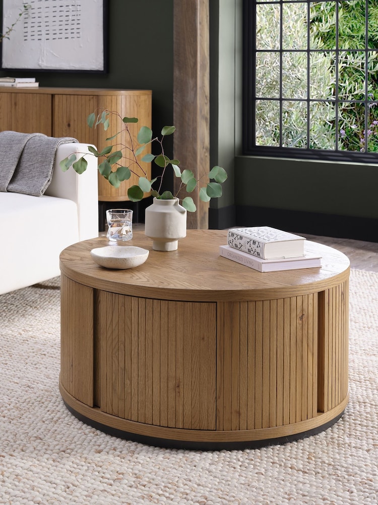 Bentley Designs Rustic Oak Vega Round Coffee Table Sideboard - Image 1 of 5