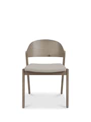 Bentley Designs Set of 2 Grey Oiled Oak Vega Bonded Leather Ply Back Dining Chairs - Image 5 of 6