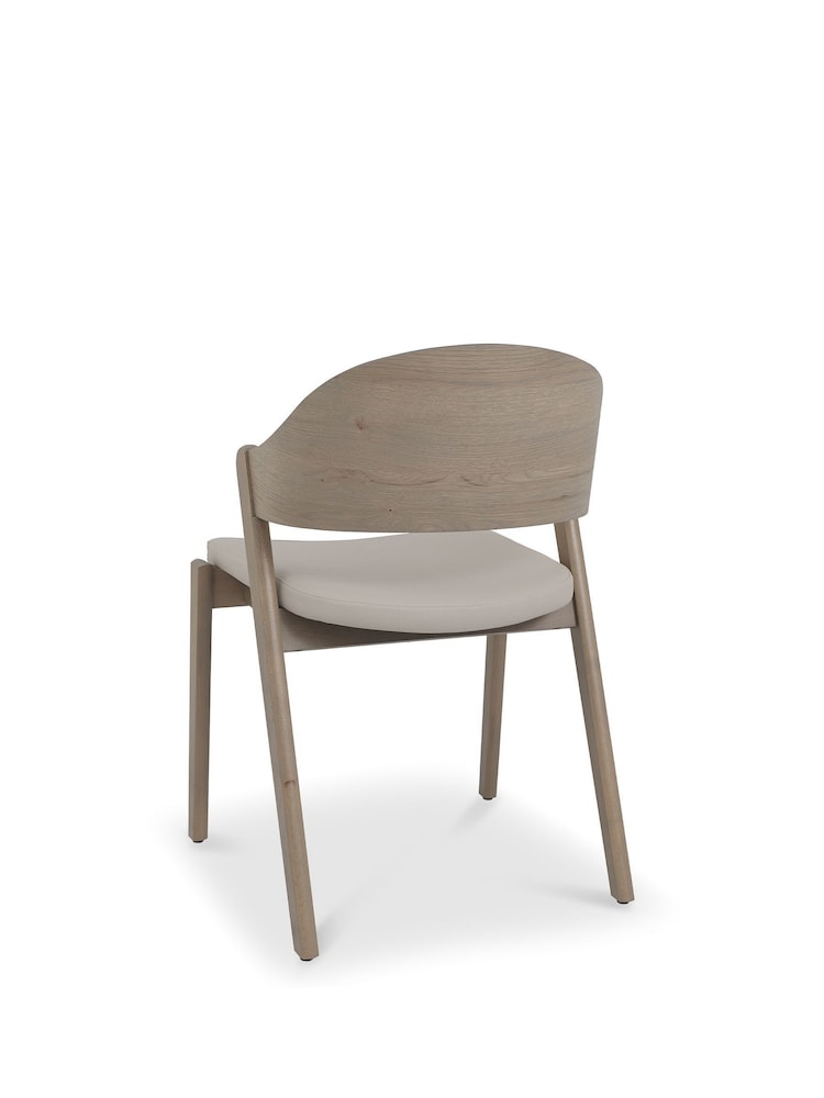 Bentley Designs Set of 2 Grey Oiled Oak Vega Bonded Leather Ply Back Dining Chairs - Image 6 of 6