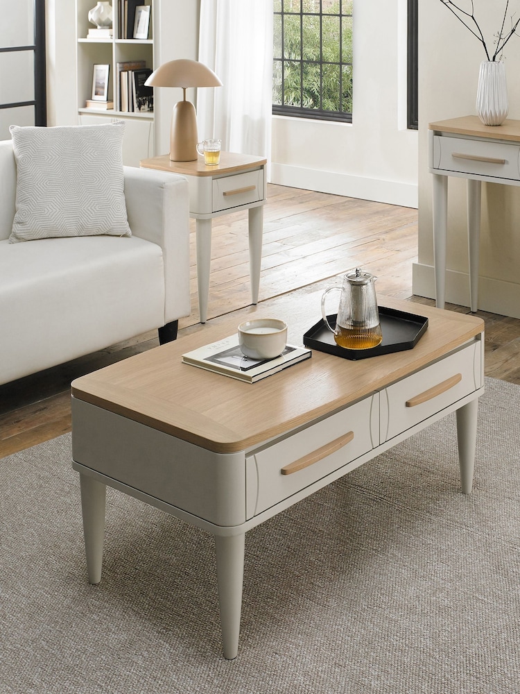 Bentley Designs Scandi Oak Soft Grey Larsen Side Table - Image 2 of 5