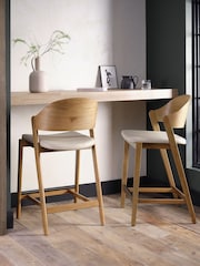 Bentley Designs Rustic Oak Vega Bonded Leather Ply Back Barstool Single - Image 1 of 5