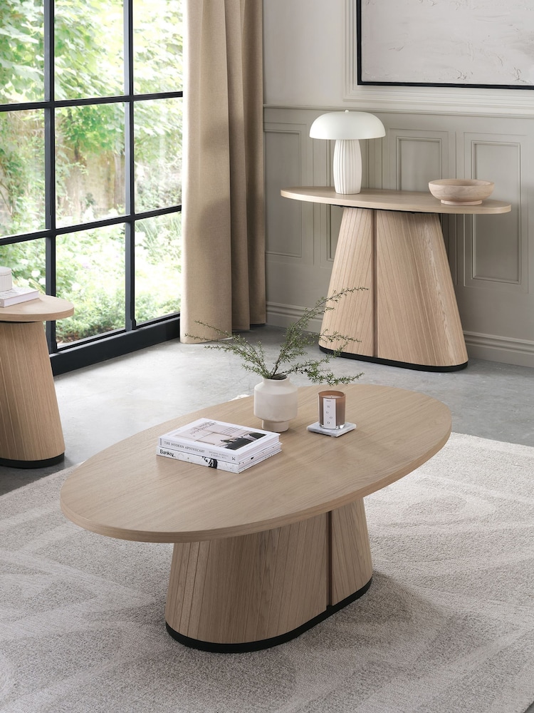 Bentley Designs Rustic Oak Vega Oval Coffee Table - Image 2 of 4