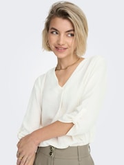 JDY White Woven V-Neck Top - Image 2 of 7
