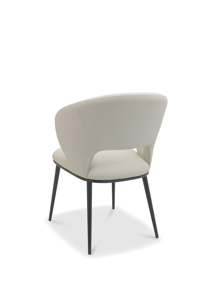 Bentley Designs Set of 2 Ivory Faux Leather Luca Upholstered Dining Chairs - Image 5 of 5