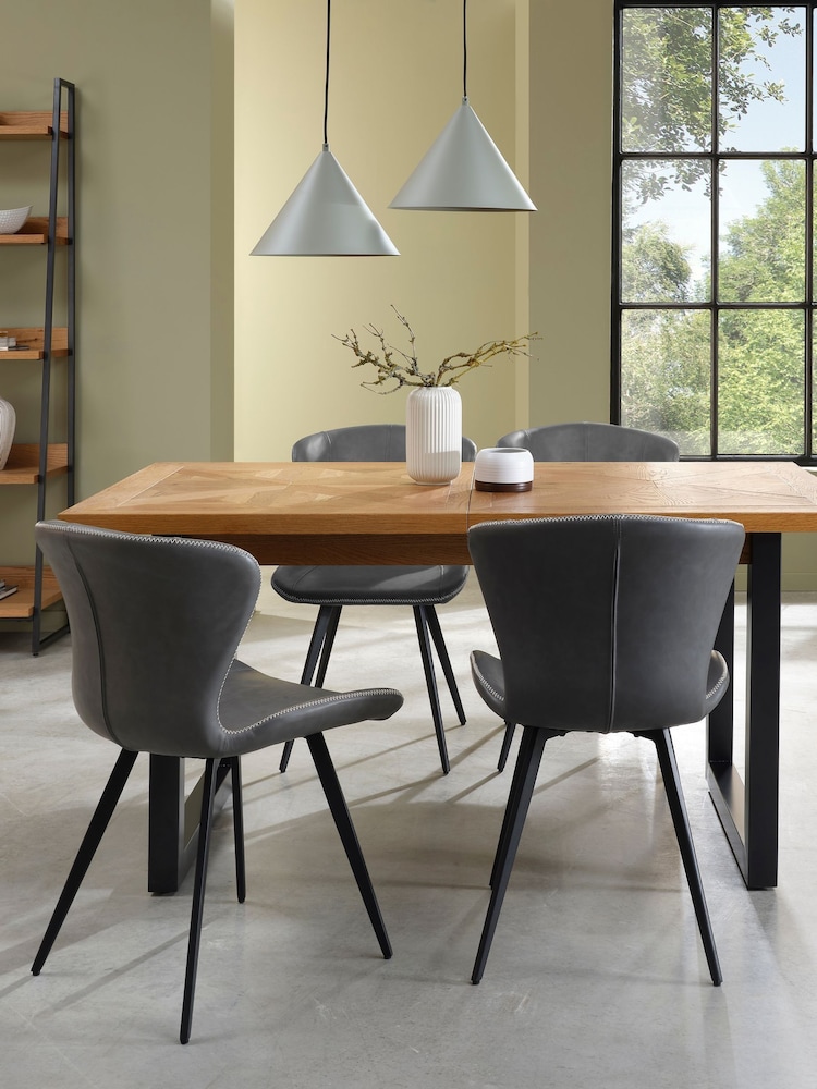 Bentley Designs Set of 2 Dark Grey Garcia Dining Chairs - Image 2 of 5