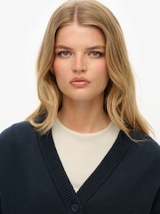 Superdry Navy Slouchy Knitted Cardigan - Image 3 of 5