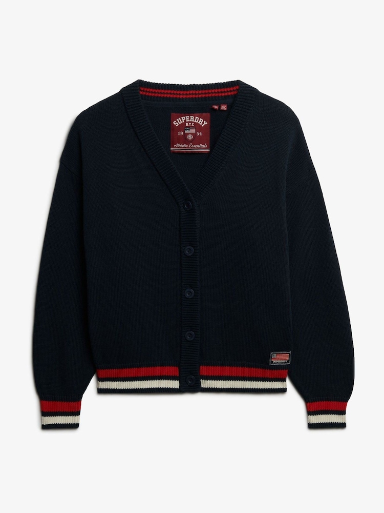 Superdry Navy Slouchy Knitted Cardigan - Image 5 of 5 Superdry Navy Slouchy Knitted Cardigan - Image 5 of 5