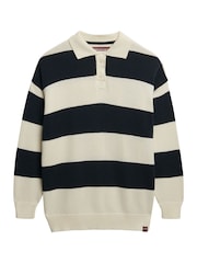Superdry White/Blue Slouchy Striped Rugby Knitted Jumper - Image 5 of 5