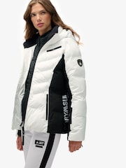 Superdry White Luxe Belted Ski Padded Jacket - Image 3 of 7