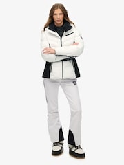 Superdry White Luxe Belted Ski Padded Jacket - Image 4 of 7