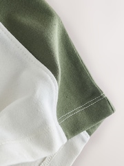 Green/Ecru Colourblock Short Sleeve Polo Shirt and Shorts Set (3-16yrs) - Image 6 of 10