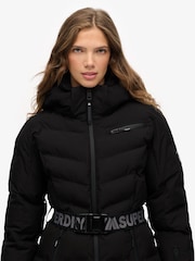 Superdry Black Luxe Belted Ski Padded Jacket - Image 4 of 6
