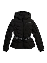 Superdry Black Luxe Belted Ski Padded Jacket - Image 5 of 6