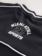 Black Varsity T-Shirt and Shorts Set (3-16yrs) - Image 10 of 10