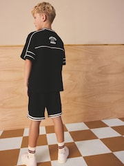 Black Varsity T-Shirt and Shorts Set (3-16yrs) - Image 3 of 10