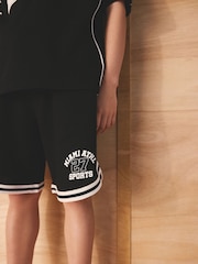 Black Varsity T-Shirt and Shorts Set (3-16yrs) - Image 4 of 10