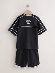 Black Varsity T-Shirt and Shorts Set (3-16yrs) - Image 7 of 10
