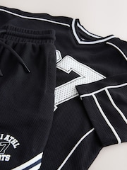 Black Varsity T-Shirt and Shorts Set (3-16yrs) - Image 9 of 10