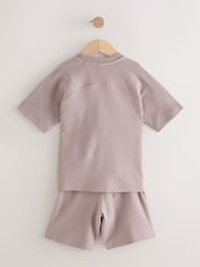 Mink Brown Textured Short Sleeve T-Shirt and Shorts Set (3-16yrs) - Image 7 of 14