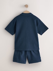 Navy Revere Button Through Shirt and Shorts Set (3-16yrs) - Image 3 of 5