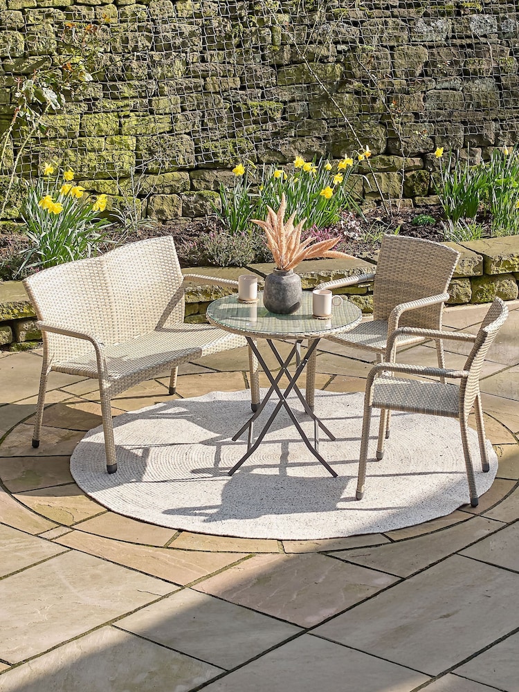 Pacific Grey Outdoor Bench and Armchair Bistro Set - Image 2 of 6