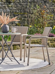 Pacific Grey Outdoor Bench and Armchair Bistro Set - Image 3 of 6