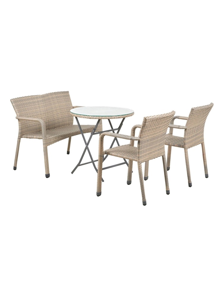 Pacific Grey Outdoor Bench and Armchair Bistro Set - Image 6 of 6