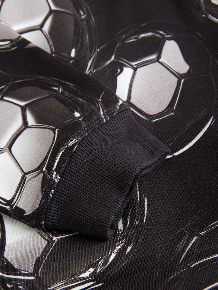 Black Football Print Older Boys Graphic Print Hoodie (3-16yrs) - Image 4 of 4 Black Football Print Older Boys Graphic Print Hoodie (3-16yrs) - Image 4 of 4