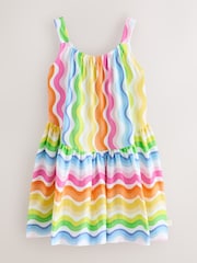 Little Bird by Jools Oliver Pastel Rainbow Wave Print Strappy Summer Dress - Image 1 of 6