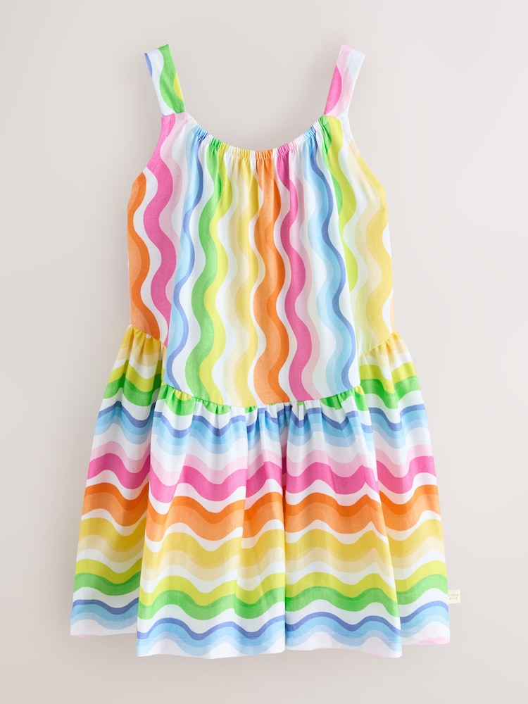 Little Bird by Jools Oliver Pastel Rainbow Wave Print Strappy Summer Dress - Image 1 of 6