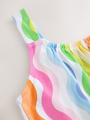 Little Bird by Jools Oliver Pastel Rainbow Wave Print Strappy Summer Dress - Image 4 of 6