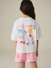 Little Bird by Jools Oliver Summer Rainbow Cotton Boxy T-Shirt and Shorts Set - Image 6 of 13