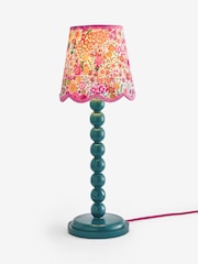 Lucy Tiffney Teal Blue Campion Floral Bobbin Table Lamp - Image 1 of 1
