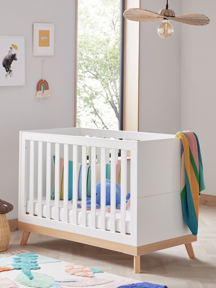 Babymore White Mona Mini Cot Bed - Image 1 of 4