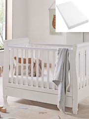 Babymore White Eva Cot Bed with Fibre Mattress - Image 1 of 6