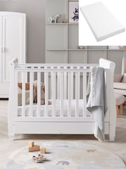 Babymore White Eva Cot Bed with Fibre Mattress - Image 2 of 6