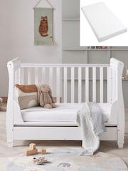 Babymore White Eva Cot Bed with Fibre Mattress - Image 3 of 6
