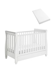 Babymore White Eva Cot Bed with Fibre Mattress - Image 4 of 6