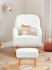 Babymore Off White Boucle Freya Nursing Chair with Stool - Image 2 of 6