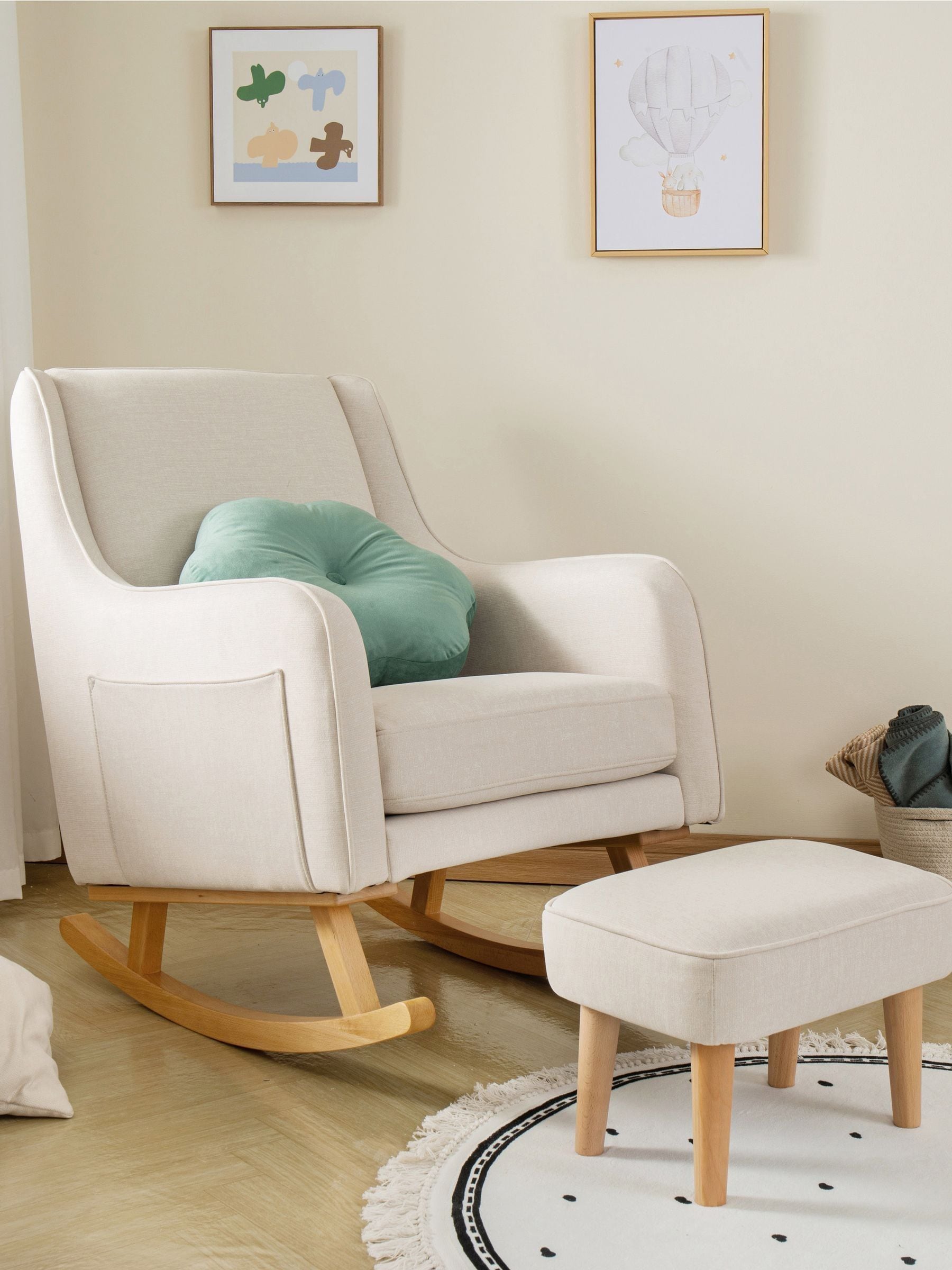 Babymore Ida Nursing Chair With Stool - Ivory - Image 3