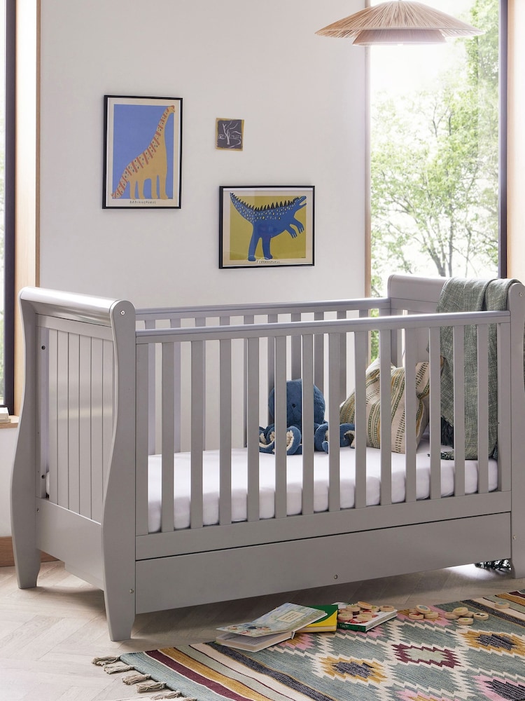 Babymore Grey Stella Sleigh Cot Bed - Image 1 of 6