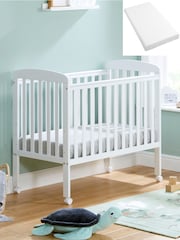 Babymore White Space Saver Cot with Fibre mattress - Image 1 of 6
