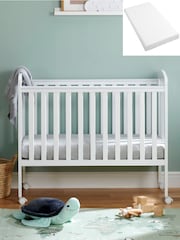 Babymore White Space Saver Cot with Fibre mattress - Image 2 of 6